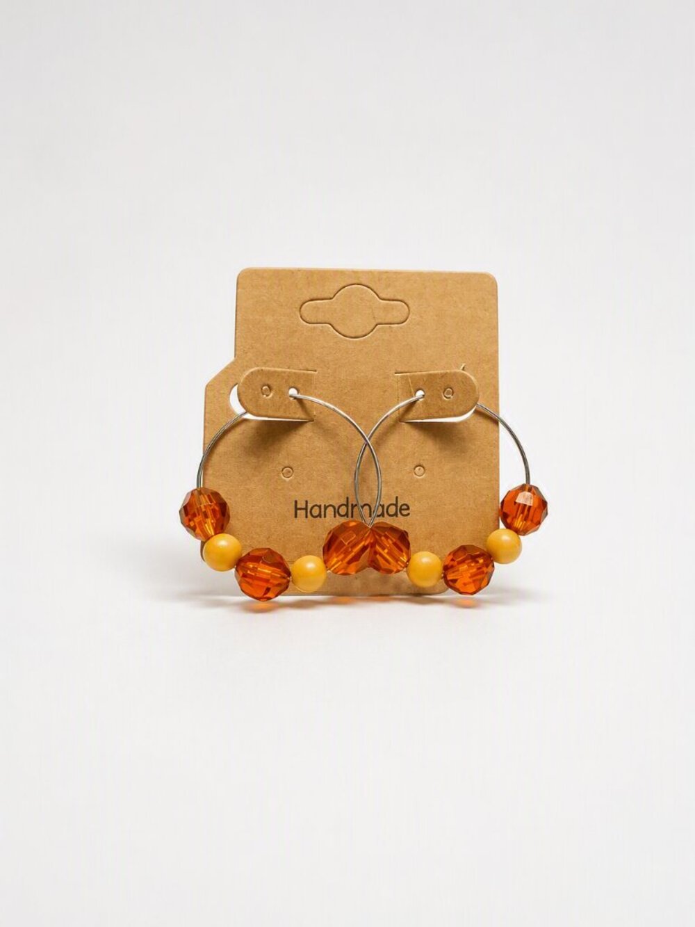 🧡 Handmade Orange Beaded Hoop Earrings 🧡